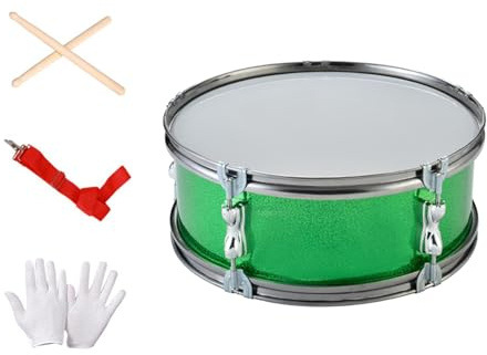 Oshhni Snare Drum Marschtrommel Tragbare Snare Drum Doppelspiel Trommelstöcke Handschuhe Polyesterkopf Aluminiumrahmen für Schüler Erwachsene Bandproben Outd, GrÜn