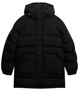 Superdry Men's XPD Long Quilted Jacket Parka Style Jet Black L