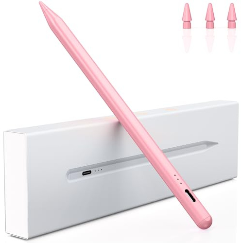 Pencil for iPad - 2018-2026 15 Min Fast Charging, Palm Rejection | Tilt Sensitivity, Stylus Pen Compatible with iPad Pro 11/12.9/13, 10/9/8/7/6th Gen, Air 3-6, Mini 5/6-Pink