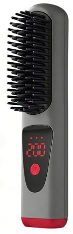 Haarglätter ohne Draht, 4 Stufen, wiederaufladbar, LED-Display, Keramikkamm, kabellos, für auf Reisen, Salon, Zuhause, Hochzeit, Spa