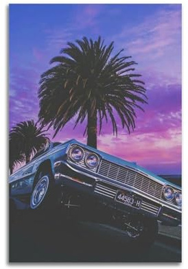 OKNGB Lowrider Muscle Car Poster 1964 Impala Racing Poster, dekorative Malerei, Leinwand, Wandposter und Kunstdruck, moderne Familienschlafzimmer-Dekoration, Poster, 50 x 75 cm