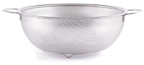 HENDI Passoire de cuisine, egouttoir, tamis pour la cuisine et le lavage des pâtes, des nouilles, des fruits, des légumes, des salades, rond, perforée, avec base et 2 poignées, ø285x(H)115 mm, Inox