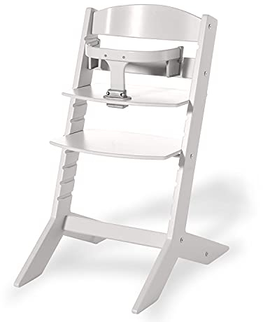 Geuther chaise haute SYT, chaise pour enfant (chaise haute évolutive pour bébé, utilisable avec le transat, chaise pour bébé avec dossier ergonomique incurvé, arceau ventral massif) gris clair