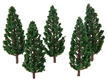 Yetaha 50PCS Alberi Modellismo, Alberi di Plastica, treni scenario fai da te pino plastica modello alberi verdi per OO HO scala ferrovia paesaggio architettura scene, 80mm/3.15
