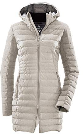 G.I.G.A. DX Steppmantel Damen Bacarya - Funktionsparka mit Kapuze - Steppjacke lang - Übergangsmantel in Daunenoptik, hellgrau, 44
