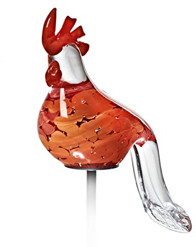 CRISTALICA Gartenvogel Papagei Lori Glastier Gartendeko Glas Rot Orange 30 cm mit Stab