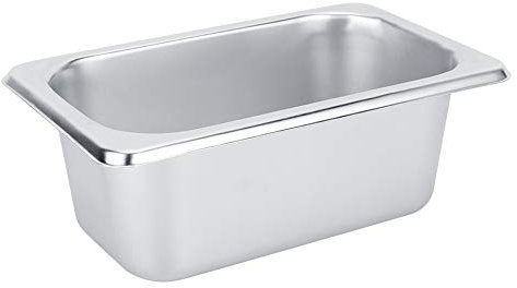 AUNMAS Stainless Steel Food Buffet Basin, 17.5x11x7cm 0.6L Square Food Container Self Service Basin Plates Pots Tray Dishes Holder for Hotels Kitchens Milk Tea Buffet Shop