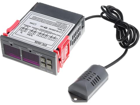 DollaTek Temperatur-Feuchtigkeitsregler 220V 2 Relais STC-3028 mit Temperatur-Feuchtigkeitssensor Sonde Dual Thermostat Luftfeuchtigkeitsregler