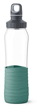 Emsa N31003 Drink2Go Glas Trinkflasche | Fassungsvermögen: 0,7 Liter| Schraubverschluss | Petrol-Grün