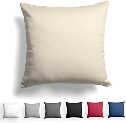 Alreya Mako Satin Kissenbezug 50 x 50 cm - 100% Baumwolle mit YKK Reißverschluss, Superweicher Kopfkissenbezug, Kissenhülle, Oeko-TEX® Standard Zertifiziert, Beige, nur Kissenbezug