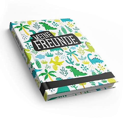 itenga Freundebuch Dinos Dinosaurier Muster Meine Freunde DIN A5 88 Seiten