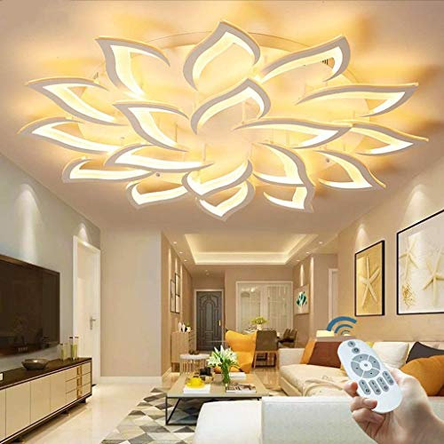 LED Blume Kreative Deckenleuchte Modern Schlafzimmer Deckenlampe Innen Blütenblatt Design Deckenlicht Dimmbar Metall Acryl Lampenschirm Wohnzimmerlampe Dekorative Beleuchtung Pendelleuchten,120cm