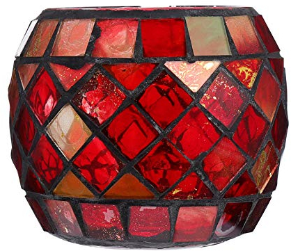 Mosaic Candle Holder Red Mosaic Tea Light Holder Ornaments Ornament for Home Candle Holder for Home Tealight House s Tea Candle Romantic Glass