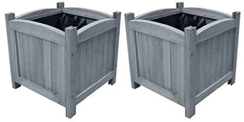 vidaXL Camas Elevadas de Jardín 2 Piezas Macetero Arriate Elevado Planta Caja de Flores Patio Terraza Decoración Madera Maciza de Abeto