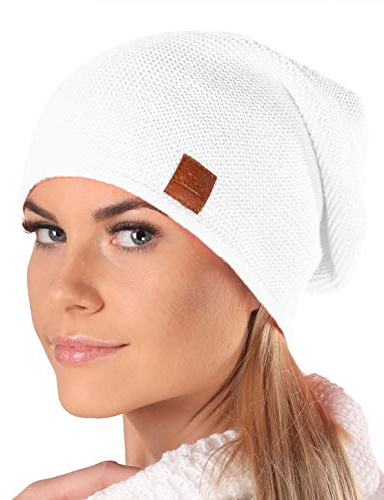 Mütze Damen Beanie Frühling Strickmützen für Damen Chemo Damenmütze in Vielen Farben Stilvolle und Bequeme Kopfbedeckung für Frühling Sommer Long Slouch Beanie mit hohem Tragecomfort (699)(Weiß)