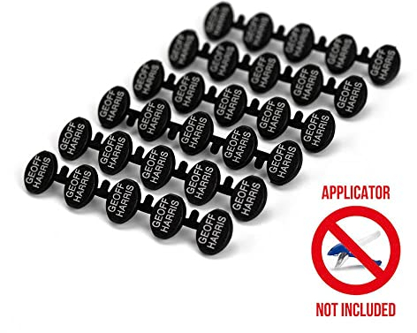 ATTACHATAG Extra - Permanent Personalised Name Tags for Clothing (Black, 50)