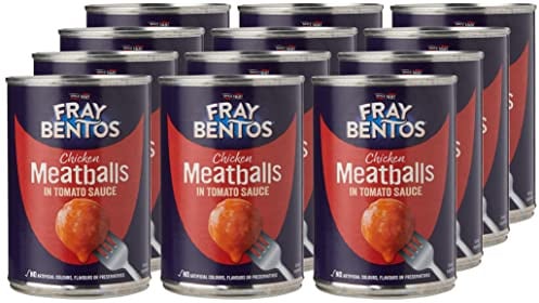 Fray Bentos Chicken Meatballs in Tomato Sauce, Tinned, 380 g (12-Pack) | High Protein, Quick & Easy Meal, Ready in Minutes, Perfect with Spaghetti, 12 Cans for Pantry Stocking, Microwaveable, Bulk