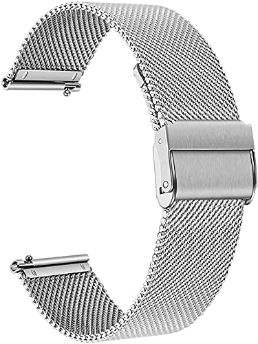 Aliwisdom Universal Correa de Reloj 18mm 20mm 22mm para Smartwacth, Reloj Inteligente Pulsera de repuesto Metalica de Malla de Acero Inoxidable de liberación rápida watch strap (22 mm, Plata)