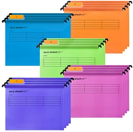 20PCS A4 Suspension Files, Polypropylene Filing Cabinet Suspension Files with Tabs and Card Inserts for Office Organization Home Work(Mixed Color)