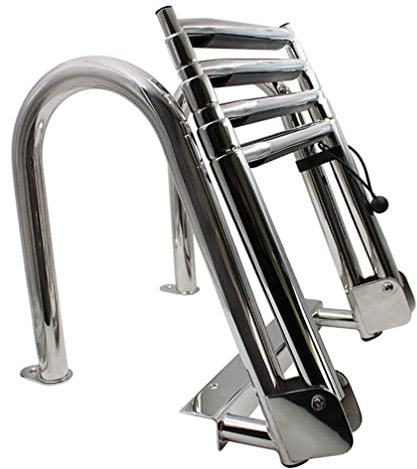Escalera portátil para barcos, escalera de piscina, 4 escalones de acero inoxidable con mango extra ancho para muelle, piscina y marina de agua, capacidad de carga de 200 kg