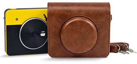 Rieibi Kodak Mini Shot 3 Retro Funda, Funda Protectora para cámara la versión Kodak Mini Shot 3 Retro C300R 2 en 1/Impresora instantánea portátil con Correa para el Hombro - Brown