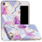 nancencen Handyhülle für iPhone 7 / iPhone 8 / SE 2020 Hülle, Premium TPU Ultra Dünn Silikon Transparent Softshell Schutzhülle, Stoßfest Bumper Glitzer Marmor Blume Case Cover (Lila Weiß)