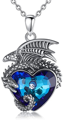 EUDORA Harmony Ball Drachen Kette für Mama Sterling Silber 925, Österreichischer Kristall Drachen Halskette Anhänger für Frauen, Vintage Amulett Schmuck Personalisierte Geschenk für Sie, 18 Zoll