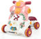 LIFEZEAL Trotteur Bebe 3 en 1, Trotteur Interactif, Chariot de Marche Bebe, Trotteur Bébé Fille Évolutif avec Lumière et Musique, 3-36 Mois, Rose