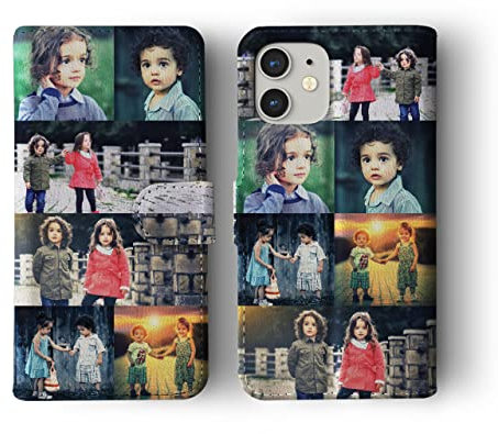 Tirita Personalised Custom Photo Wallet Flip Phone Case Compatible with iPhone 13 Pro Max - [05- Six Photos Collage]