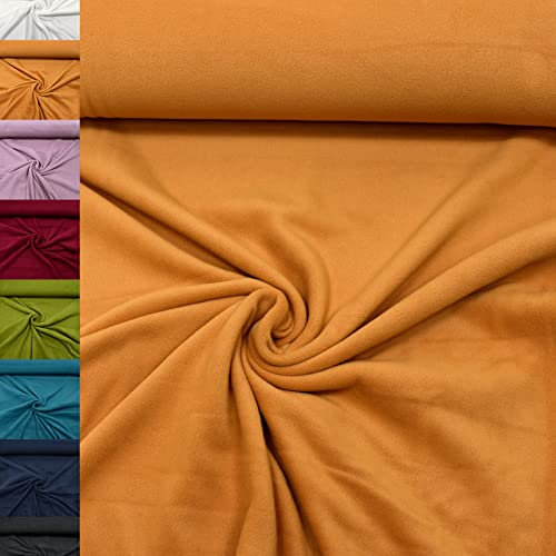 MAGAM-Stoffe Lisa Micro-Fleece Stoff uni Antipilling Meterware 50cm (03. Ocker Gelb)