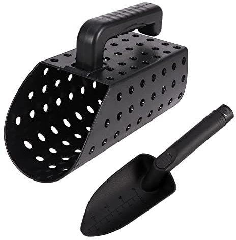 2pcs Sand Scoop Set for Metal Detecting, Professional Treasure Hand Tool Accessories, Treasure Huntin g Digging Tool Shovel for Gardening Camping Hiking For Adults Kids(black)