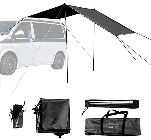 QOXEZY Toldo para caravana, parasol para coche, tela ignífuga de 210D Denier para autocaravana, furgoneta, furgoneta, furgoneta, todoterreno