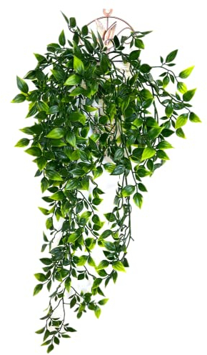 HAOSHICS Plantas colgantes artificiales de 34 pulgadas, hojas de hiedra falsa para pared, casa, habitación, patio, interior, exterior, hogar, estante, oficina, decoración (L)