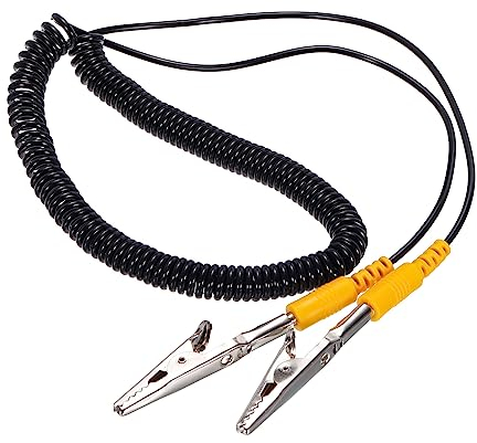 QUARKZMAN ESD Erdung Kabel Kordel mit Krokodilklemme 3.0m/118 Gelb Antistatische Masse Draht Elastisch Kabel Clip für Entfernen Stromleiter Elektrostatik