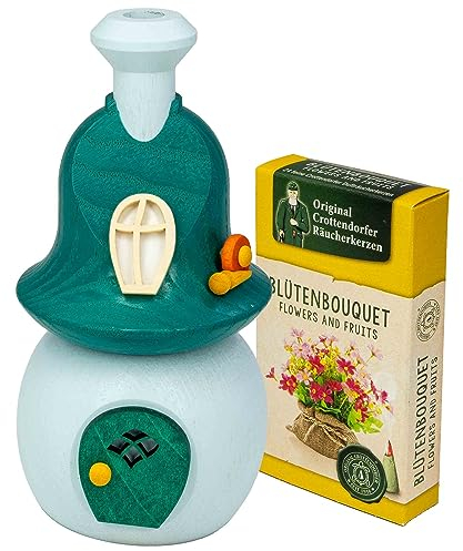 Seiffener Volkskunst | Räucherhaus aus Holz 13 cm | Frühling Sommer Herbst | Sommerfrische mit Schnecke