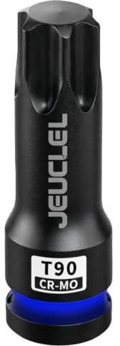 JEUCLEL T90 Torx Bit Socket, 1/2 Drive Torx Star 6 Point Impact Bit Socket | 3-Inch, Cr-Mo Steel, Lengthen Screwdriver Adapter for Electric Ratchet Wrenches, Fastening Screws, Socket Wrench, Head Drill