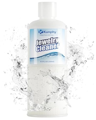 KUNPHY Ultrasonic Jewellry Cleaner, Professional Ultrasonic Cleaner Solutions for Use in All Jewelry Cleaner Machines, Sonic Jewellry Cleaner Solution for Diamond, Gold, Silver, 250ml