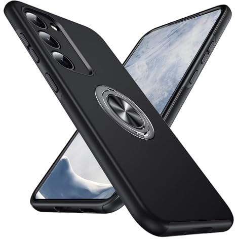 YANJIEER ESONG Handyhülle für Samsung Galaxy S24+ Plus mit Ring Halter,Militärgrad Stoßfeste Handytasche Case,Outdoor Stoßdämpfende Magnetischer dünn Schutzhülle Cover original mit Ständer Schwarz