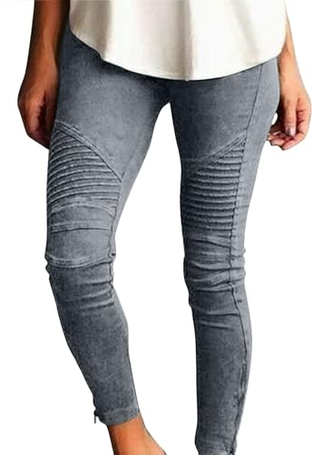 Leggings Damen, Scrunch Leggings Thermo Damen Yoga Leggings Mit Taschen Damen Yoga Hose Damen Leggings Damen Leggings Damen Push Up Sport Booty Scrunch Leggins Für(Grau,M)