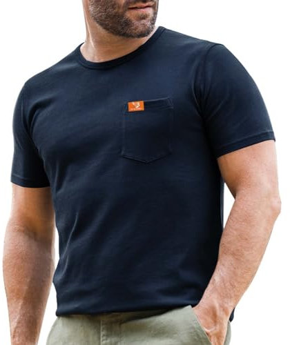 liaddkv Herrenmode Frühling und Sommer lässig kurzärmeliges einfarbiges T-Shirt-Oberteil mit Rundhalsausschnitt Armband Uhren (Navy, XXL)