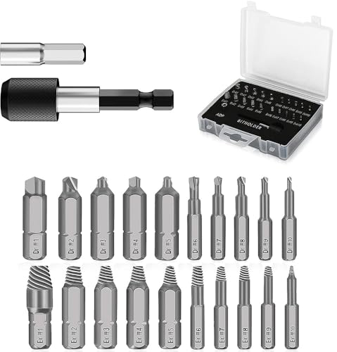 22 estrattori per viti danneggiate, cacciavite Fixinus, set di rimozione della vite, accessori per la rimozione di bulloni rotti