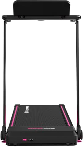 CITYSPORTS Laufband,Klappbares Laufband mit Armlehnen,Motorisiertes Laufband,Heim-Laufband,Geschwindigkeit 1-12KM/H (pink)