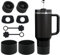 SALUOKE Cup Accessories 8 Pcs for Stanley, Including 2 Straw Cover Cap, 2 Square Spill Stopper, 2 Round Leak Stopper, 2 Pcs Silicone Boot for Stanley Cup 2.0 40/30oz Tumbler, Cup Not Included(Black)