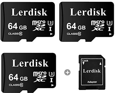 Lerdisk 3-Pack Micro SD Card 64GB U3 V30 A1 Class 10 | 4K Video for Drones, Dash Cams & Android Devices | IP65 Waterproof (64GBX3)