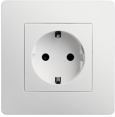 DEBFLEX - Caly - Toma de Corriente 2P+T Schuko - Toma de Pared tipo F -Plástico + Soporte Metálico - Instalación Empotrada - Blanco - 74.5 x 74.5 x 39.5 mm