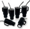 STFALI Cute Shot Glasses with handle 2oz, Mini Shot Tumbler with Lid and Straw, Kawaii Insulated Tumblers for Espresso Coffee Spirits Cute Stuff Funny Gifts (6x Black)
