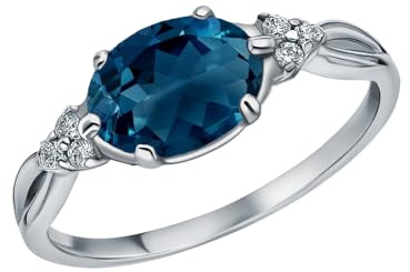 Althum 2Ct London Blue Topaz Ring 925 Sterling Silber Oval Cut Blue Topas mit Moissanite Aussage Versprechen Ring für Frauen Geschenke
