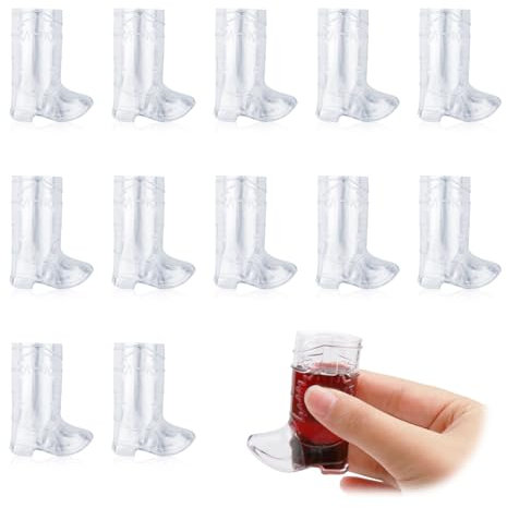 kiki fancy Mini Cowboy Boot Shot Glasses, 12Pcs 1Oz Plastic Western Cowboy Mini Beer Mugs Reusable Mini Cowboy Boot Cups Clear Shot Glass Cups for Cowboy Theme Theme Parties Decorations