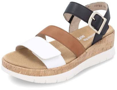 Remonte Damen Riemchensandalen D2P50, Frauen Sandalen,lose Einlage,Sommerschuhe,Freizeitschuhe,offene Schuhe,Strandschuhe,schwarz Kombi (03),42 EU