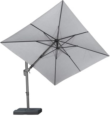PURPLE LEAF 3 X 3 M Garden Cantilever Parasol, Swivel Square Patio Umbrella with 3-Year Fade Resistance Recycled Fabric, with Crank Handle and Tilt for Balcony and Outdoor, Light Grey
